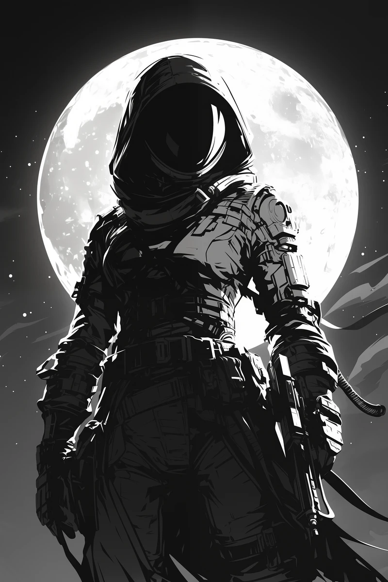 Full moon & woman soldier