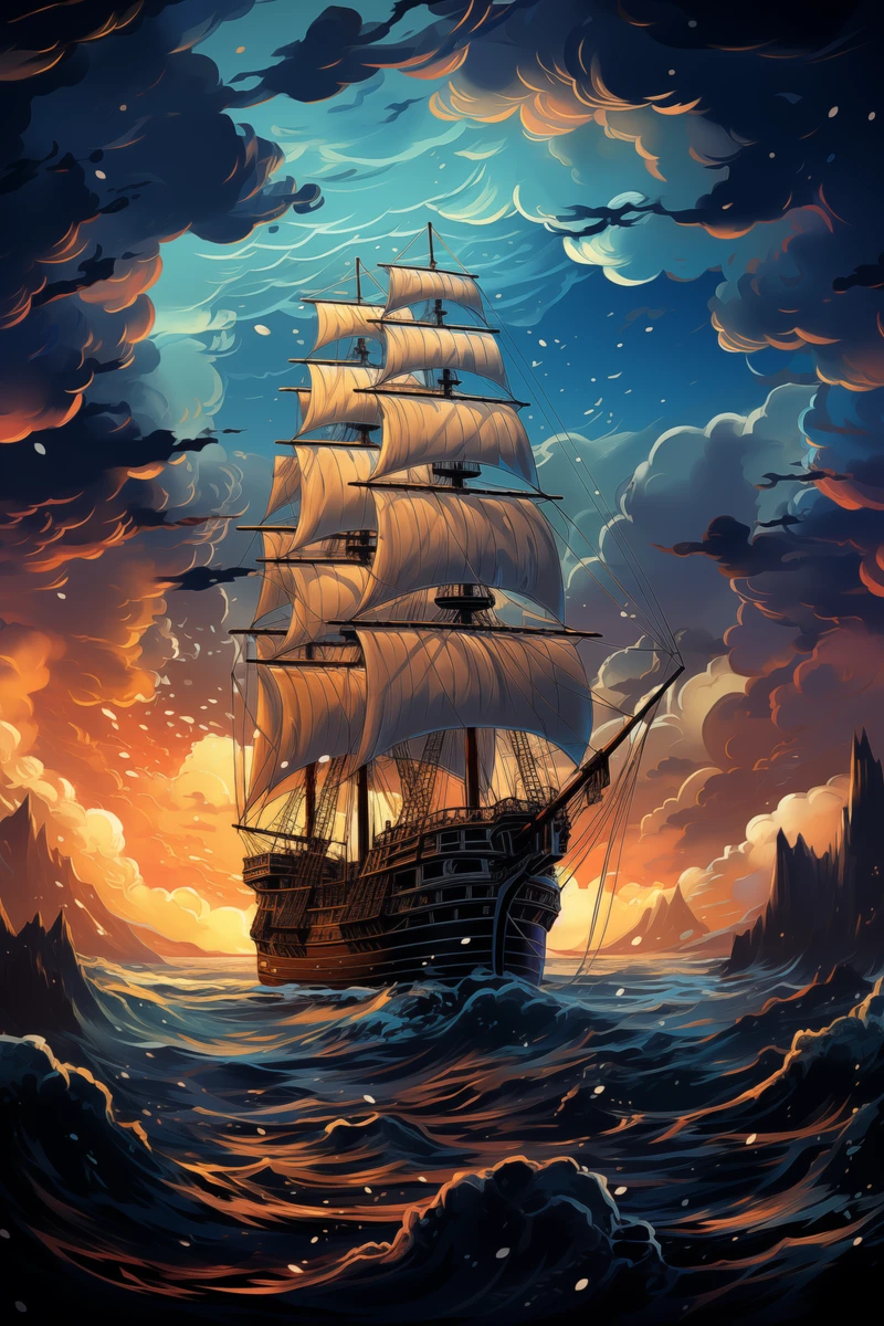 Artwork of a vintage galleon