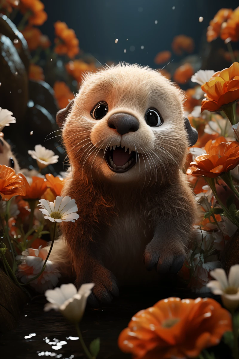 Cute fluffy otter