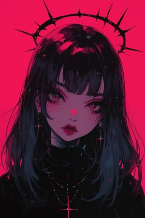 Anime girl with cross earrings